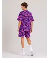 Erkek Çocuk Oversize Kalıp Pubg Bape X Shark Nakışlı Cepli Şort Takım - Mor