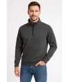 Erkek Dik Yaka Yarım Fermuarlı 3 İplik Pamuklu Sweatshirt -  Antrasit