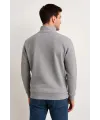 Erkek Dik Yaka Yarım Fermuarlı 3 İplik Pamuklu Sweatshirt - Gri