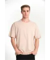 Erkek Düz Penye Tişört Bisiklet Yaka Kısa Kol Regular Fit T-Shirt - Bej