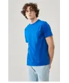 Erkek Düz Penye Tişört Bisiklet Yaka Kısa Kol Regular Fit T-Shirt - Mavi