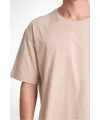 ERKEK Düz Tişört Bisikilet Yaka Kısa Kol Oversize T-shirt - Bej