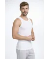 Erkek Fitilli Atlet Sıfır Yaka Slim Fit Arka Baskılı Spor Atlet - Beyaz