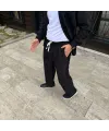 Erkek Fitilli Kadife Cepli Buggy Pantolon Oversize Rahat Kalıp - Siyah