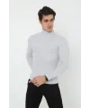 Erkek Fitilli Kaşkorse Kumaş Boğazlı Full Likralı Slimfit Body - Gri