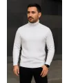 Erkek Fitilli Kazak Tam Boğazlı Balıkçı Yaka Triko 2li Set Beyaz-Siyah