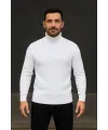 Erkek Fitilli Kazak Tam Boğazlı Balıkçı Yaka Triko 2li Set Beyaz-Siyah