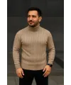 Erkek Fitilli Kazak Tam Boğazlı Balıkçı Yaka Triko 3lü Set Bebek Mavisi-Bej-Siyah