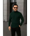 Erkek Fitilli Kazak Tam Boğazlı Balıkçı Yaka Triko 3lü Set  Bej-Haki-Siyah