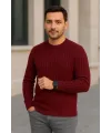 Erkek Fitilli Triko Kazak 2’li Set Siyah Bordo Kalın Dokuma Pamuklu Regular Fit Bisiklet