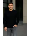 Erkek Fitilli Triko Kazak 2’li Set Siyah Haki Kalın Dokuma Pamuklu Regular Fit Bisiklet