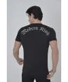 Erkek Göğüs File Aksesuarlı T-shirt - Siyah