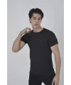 Erkek Göğüs File Aksesuarlı T-shirt - Siyah