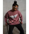 Erkek Güvercin Baskılı Bisiklet Yaka Sweatshirt 3 iplik pamuklu - Gül Kurusu