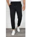 Erkek Jogger Eşofman Altı Cepli, Paça Lastikli , Spor Pantolon - Siyah