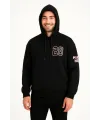 Erkek Kapüşonlu Kanguru Cepli Sweatshirt 3 İplik Pamuklu Baskılı Hoodie - Siyah