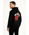Erkek Kapüşonlu Kanguru Cepli Sweatshirt 3 İplik Pamuklu Baskılı Hoodie - Siyah