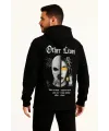 Erkek Kapüşonlu Kanguru Cepli Sweatshirt 3 İplik Pamuklu Baskılı Hoodie - Siyah