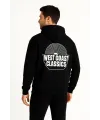 Erkek Kapüşonlu Kanguru Cepli Sweatshirt 3 İplik Pamuklu Baskılı Hoodie -  Siyah