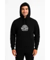 Erkek Kapüşonlu Kanguru Cepli Sweatshirt 3 İplik Pamuklu Baskılı Hoodie -  Siyah