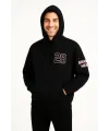 Erkek Kapüşonlu Kanguru Cepli Sweatshirt 3 İplik Pamuklu Baskılı Hoodie - Siyah