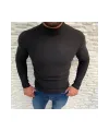 Erkek Kaşkorse Boğazlı Full Likralı Fitilli Body Kazak - Siyah