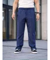 Erkek Keten Cepli Çıma Dikişli jogger Buggy Pantalon Rahat kalıp - Lacivert
