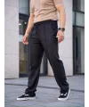 Erkek Keten Cepli Çıma Dikişli jogger Buggy Pantalon Rahat kalıp - Siyah