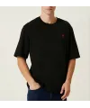 Erkek Kısa Kol Tişört Bisiklet Yaka KALP Baskılı Oversize T-Shirt - Siyah