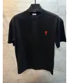 Erkek Kısa Kol Tişört Bisiklet Yaka KALP Baskılı Oversize T-Shirt - Siyah