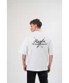 Erkek Kısa Kol Tişört Bisiklet Yaka YONCA Baskılı Oversize T-Shirt -  Beyaz