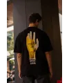Erkek Kısa Kol Yazlık Tişört Bisiklet Yaka Baskılı Oversize T-Shirt - Siyah