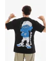 Erkek Kısa Kol Yazlık Tişört Bisiklet Yaka Baskılı Oversize T-Shirt - Siyah
