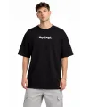 Erkek Kısa Kol Yazlık Tişört Bisiklet Yaka Baskılı Oversize T-Shirt - Siyah