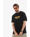 Erkek Kısa Kol Yazlık Tişört Bisiklet Yaka Baskılı Oversize T-Shirt - Siyah
