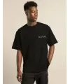 Erkek Kısa Kol Yazlık Tişört Bisiklet Yaka Baskılı Oversize T-Shirt - Siyah