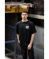 Erkek Kısa Kol Yazlık Tişört Bisiklet Yaka Baskılı Oversize T-Shirt - Siyah