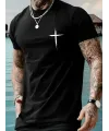 Erkek Kısa Kol Yazlık Tişört Bisiklet Yaka Baskılı Oversize T-Shirt - Siyah