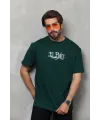 Erkek Kısa Kol Yazlık Tişört Bisiklet Yaka Baskılı Oversize T-Shirt - Yeşil