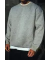 Erkek Kışlık Bisiklet Yaka 3 İplik Basic SweatShirt - Gri