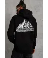 Erkek Nihilist Penguen Baskılı 3 İplik Pamuklu Kapüşonlu Sweatshirt Hoodie Siyah