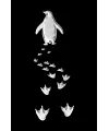 Erkek Nihilist Penguen Baskılı 3 İplik Pamuklu Kapüşonlu Sweatshirt Hoodie Siyah