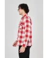 Erkek Oduncu Gömlek Uzun Kollu Şardonlu Kareli Desen Regular Fit Manşetli Çift - Pembe