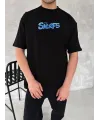 Erkek Ön ve Arka Baskılı T-Shirt Kısa Kol Bisiklet Yaka Regular Fit Tişört - Siyah