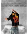 Erkek Ön ve Arka Baskılı T-Shirt Kısa Kol Bisiklet Yaka Regular Fit Tişört - Siyah
