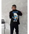 Erkek Ön ve Arka Baskılı T-Shirt Kısa Kol Bisiklet Yaka Regular Fit Tişört - Siyah