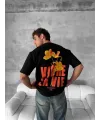 Erkek Ön ve Arka Baskılı T-Shirt Kısa Kol Bisiklet Yaka Regular Fit Tişört - Siyah