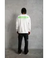 Erkek Oversize Sweatshirt Ön ve Sırt Baskılı 3 İplik Pamuklu - Beyaz