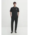Erkek Pike Polo Yaka Tişört Düğmeli Baskılı T-Shirt - Beyaz