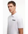 Erkek Polo Yaka Düğmeli Tişört Pike Baskılı T-Shirt - Beyaz